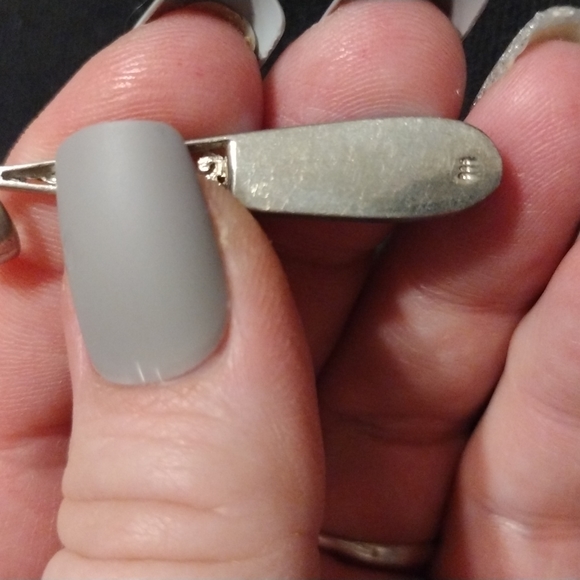 Sterling Silver Blue Lab Created Opal Inlay Tear Drop Pendant Stamped 925 - Picture 4 of 6